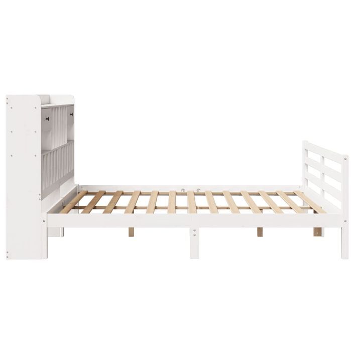 Lit bibliothèque sans matelas blanc 180x200 cm bois pin massif - Photo n°5