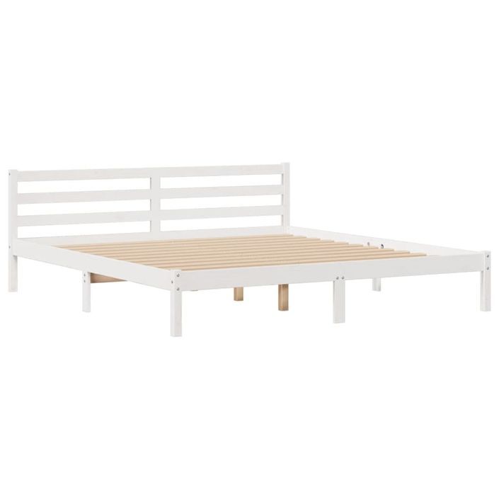 Lit bibliothèque sans matelas blanc 180x200 cm bois pin massif - Photo n°8