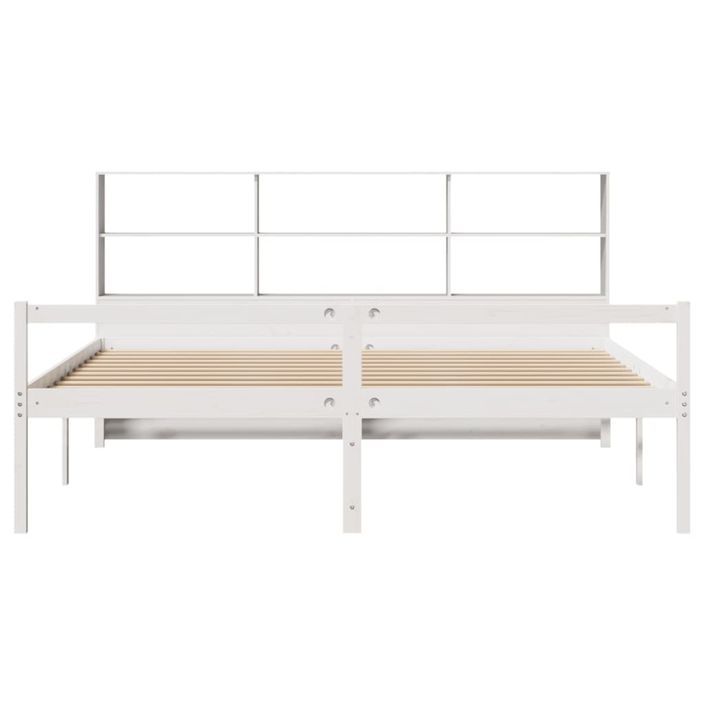 Lit bibliothèque sans matelas blanc 180x200 cm bois pin massif - Photo n°4