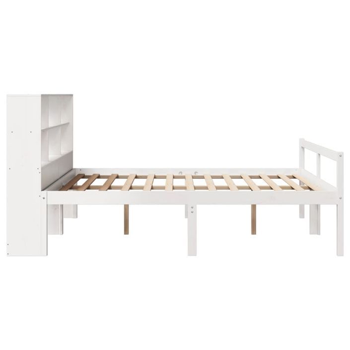 Lit bibliothèque sans matelas blanc 180x200 cm bois pin massif - Photo n°5