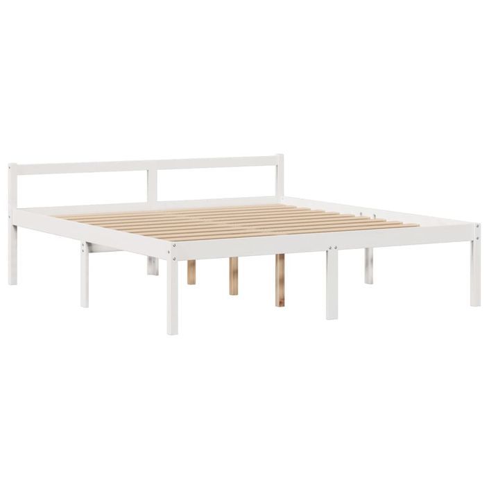 Lit bibliothèque sans matelas blanc 180x200 cm bois pin massif - Photo n°8