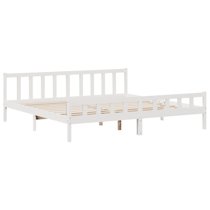 Lit bibliothèque sans matelas blanc 180x200 cm bois pin massif - Photo n°8