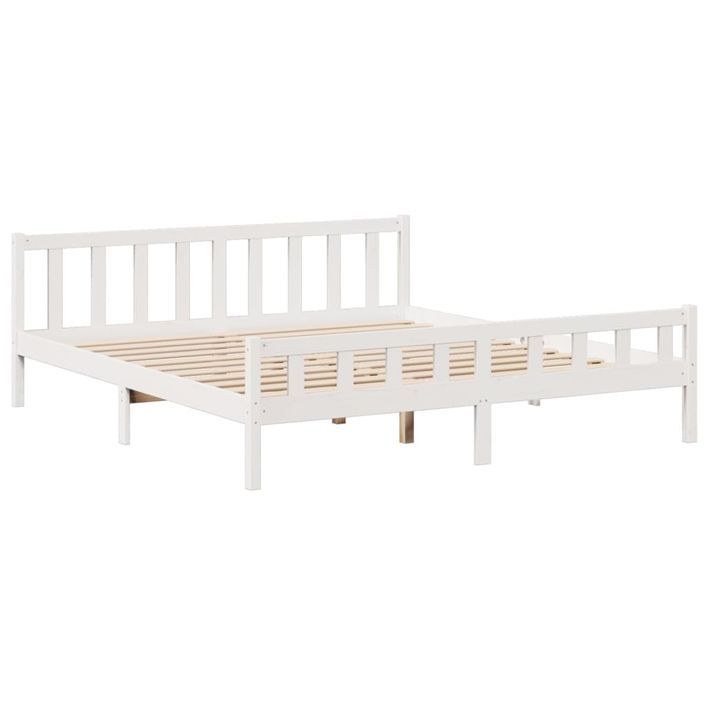 Lit bibliothèque sans matelas blanc 180x200 cm bois pin massif - Photo n°8