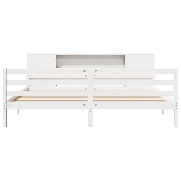 Lit bibliothèque sans matelas blanc 180x200 cm bois pin massif - Photo n°4