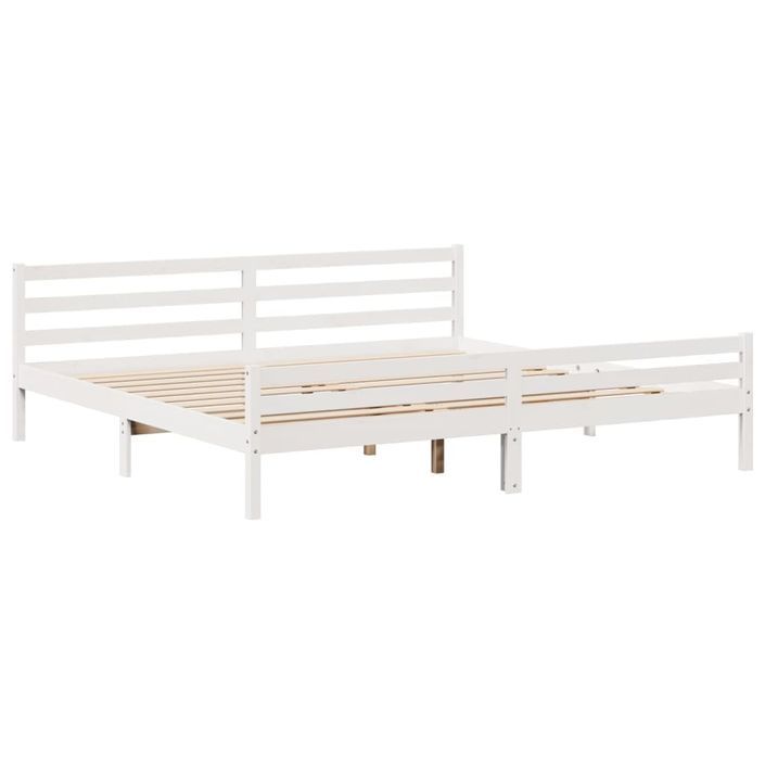 Lit bibliothèque sans matelas blanc 180x200 cm bois pin massif - Photo n°8