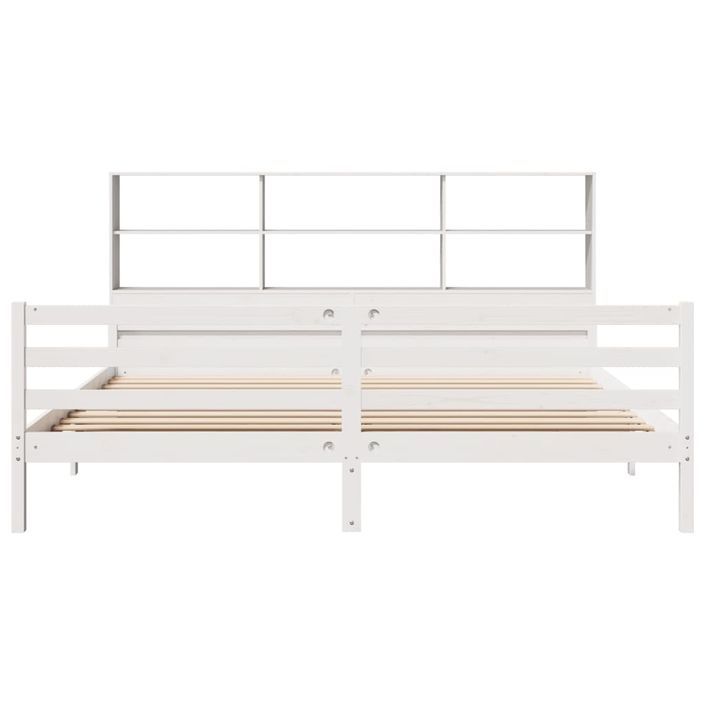 Lit bibliothèque sans matelas blanc 180x200 cm bois pin massif - Photo n°4