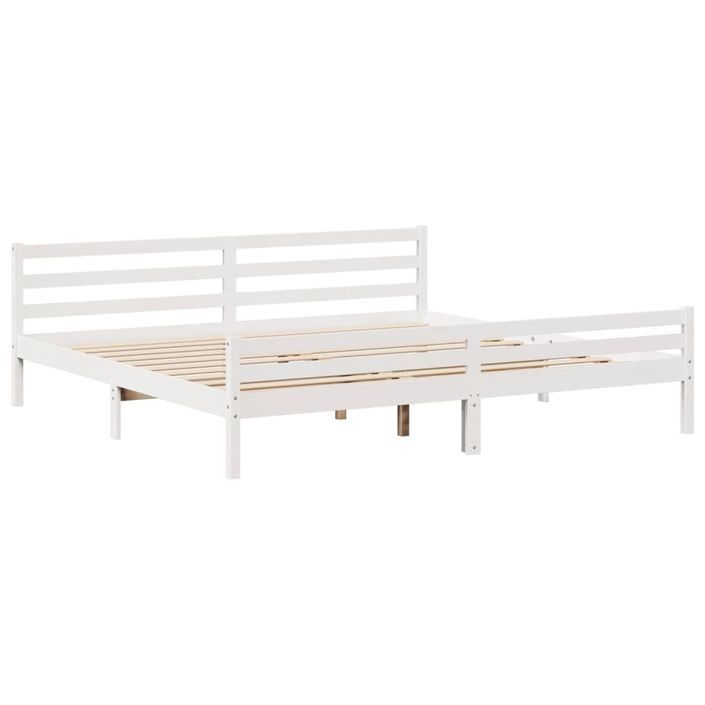 Lit bibliothèque sans matelas blanc 180x200 cm bois pin massif - Photo n°8