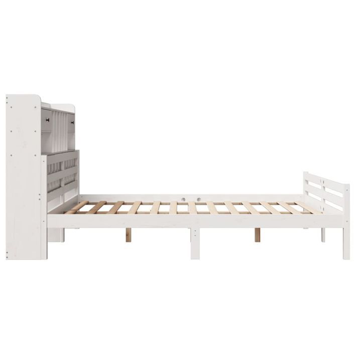 Lit bibliothèque sans matelas blanc 180x200 cm bois pin massif - Photo n°5