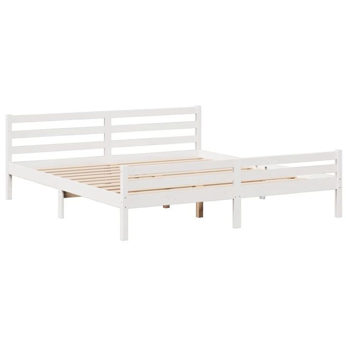 Lit bibliothèque sans matelas blanc 180x200 cm bois pin massif - Photo n°8