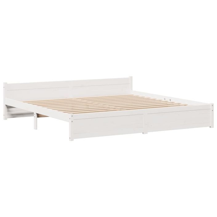 Lit bibliothèque sans matelas blanc 180x200 cm bois pin massif - Photo n°8