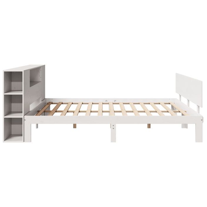 Lit bibliothèque sans matelas blanc 180x200 cm bois pin massif - Photo n°5