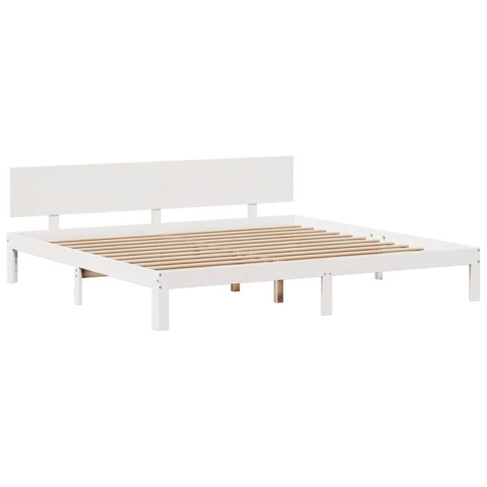 Lit bibliothèque sans matelas blanc 180x200 cm bois pin massif - Photo n°8