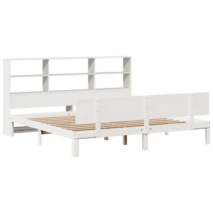 Lit bibliothèque sans matelas blanc 180x200 cm bois pin massif - Photo n°3