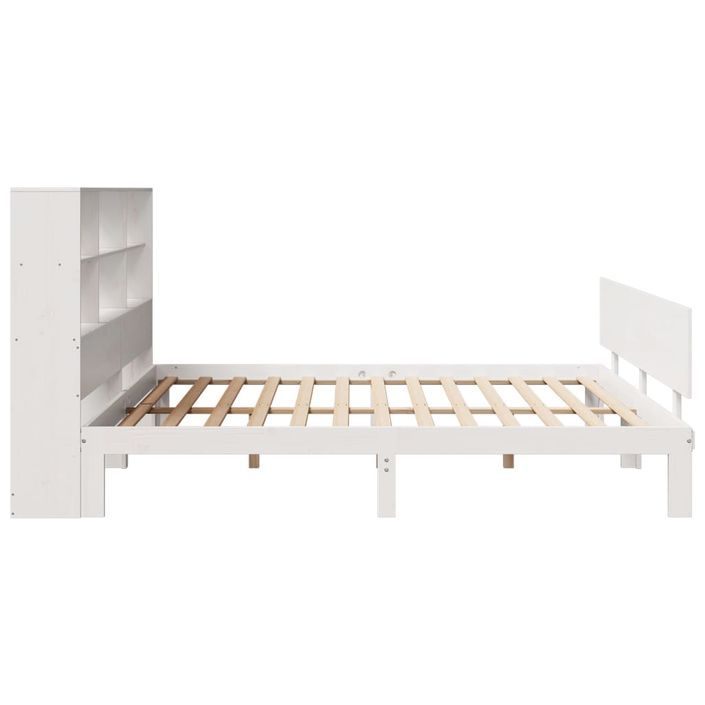 Lit bibliothèque sans matelas blanc 180x200 cm bois pin massif - Photo n°5