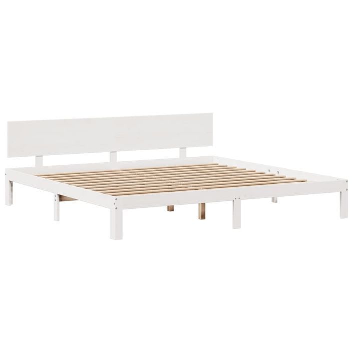 Lit bibliothèque sans matelas blanc 180x200 cm bois pin massif - Photo n°8