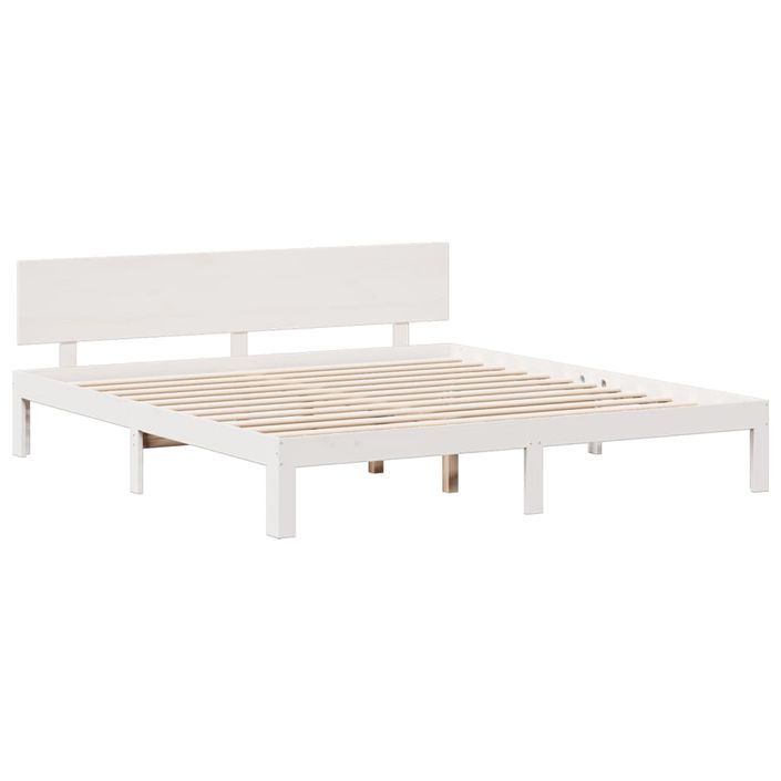 Lit bibliothèque sans matelas blanc 180x200 cm bois pin massif - Photo n°8