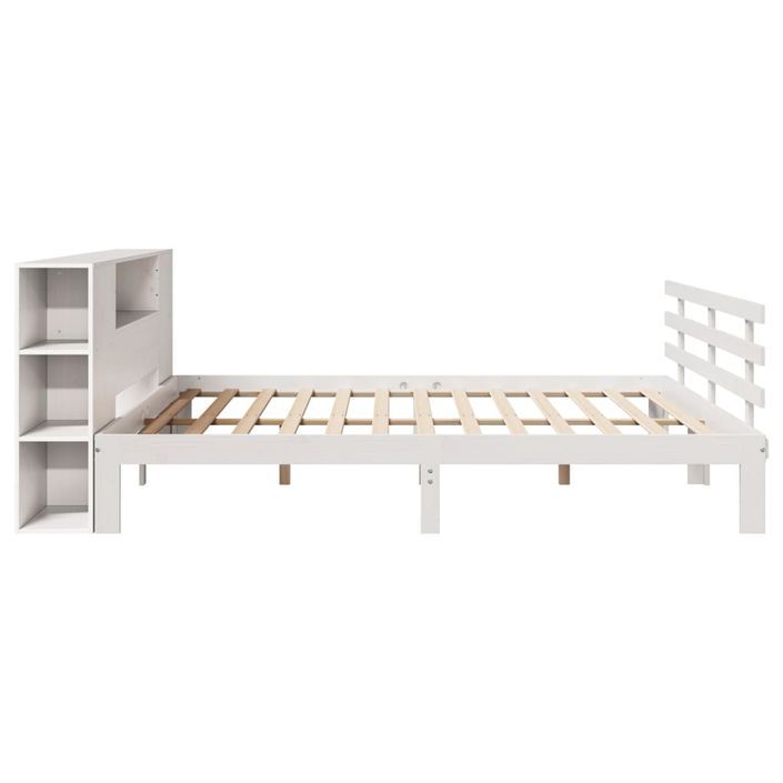 Lit bibliothèque sans matelas blanc 180x200 cm bois pin massif - Photo n°5