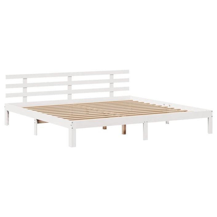 Lit bibliothèque sans matelas blanc 180x200 cm bois pin massif - Photo n°8