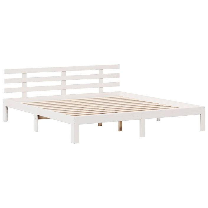 Lit bibliothèque sans matelas blanc 180x200 cm bois pin massif - Photo n°8