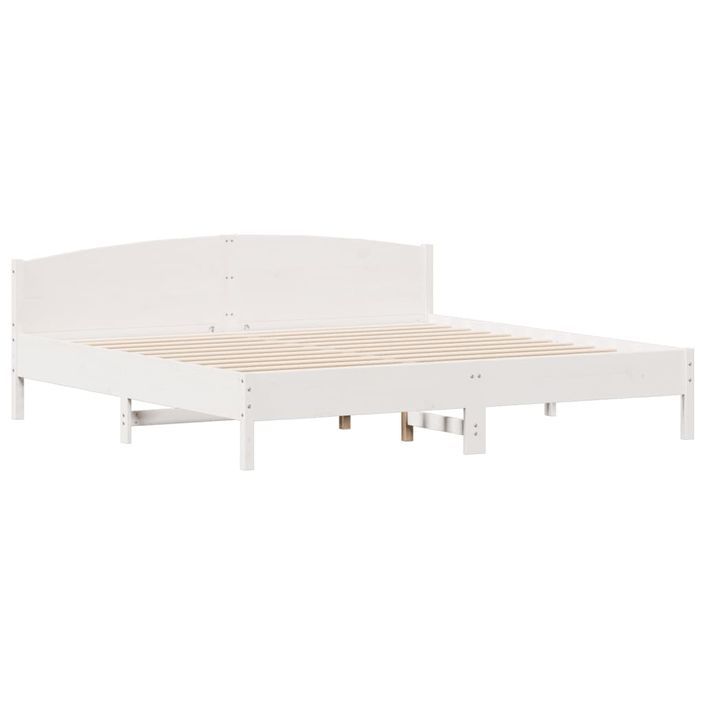 Lit bibliothèque sans matelas blanc 180x200 cm bois pin massif - Photo n°8