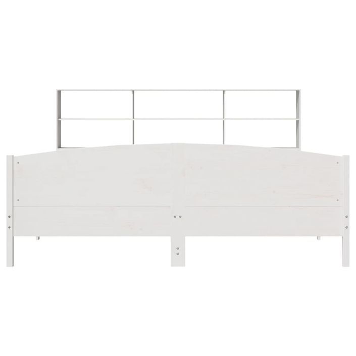 Lit bibliothèque sans matelas blanc 180x200 cm bois pin massif - Photo n°4