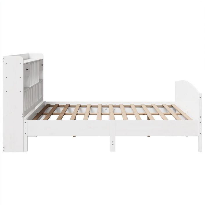 Lit bibliothèque sans matelas blanc 180x200 cm bois pin massif - Photo n°5