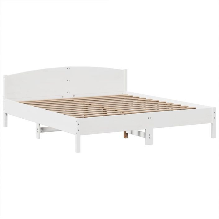 Lit bibliothèque sans matelas blanc 180x200 cm bois pin massif - Photo n°8