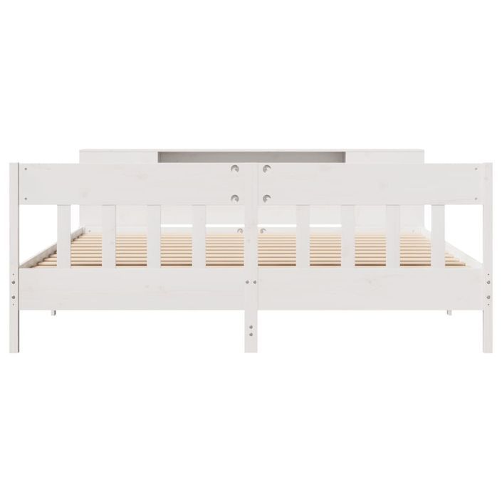 Lit bibliothèque sans matelas blanc 180x200 cm bois pin massif - Photo n°4