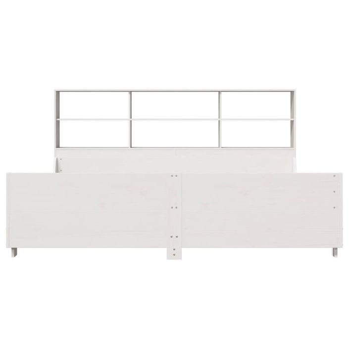 Lit bibliothèque sans matelas blanc 200x200 cm bois massif - Photo n°4