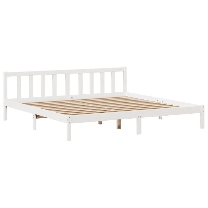 Lit bibliothèque sans matelas blanc 200x200 cm bois pin massif - Photo n°5