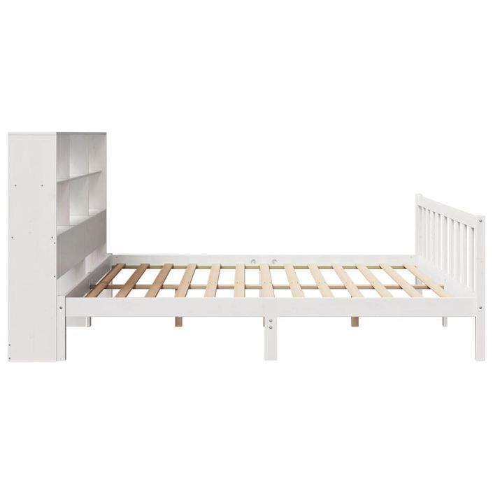 Lit bibliothèque sans matelas blanc 200x200 cm bois pin massif - Photo n°7