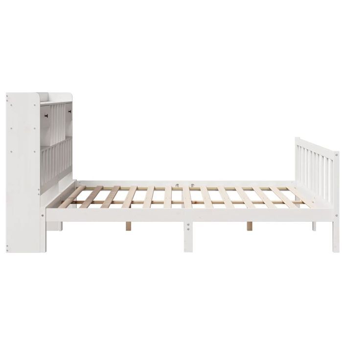 Lit bibliothèque sans matelas blanc 200x200 cm bois pin massif - Photo n°7