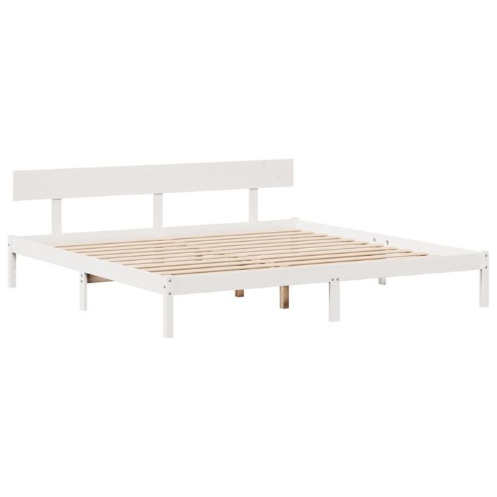 Lit bibliothèque sans matelas blanc 200x200 cm bois pin massif - Photo n°5