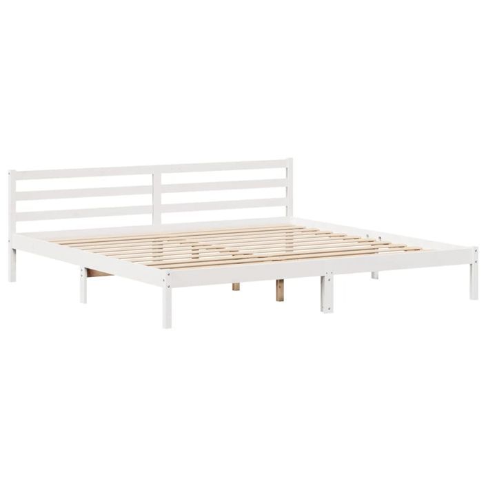 Lit bibliothèque sans matelas blanc 200x200 cm bois pin massif - Photo n°6