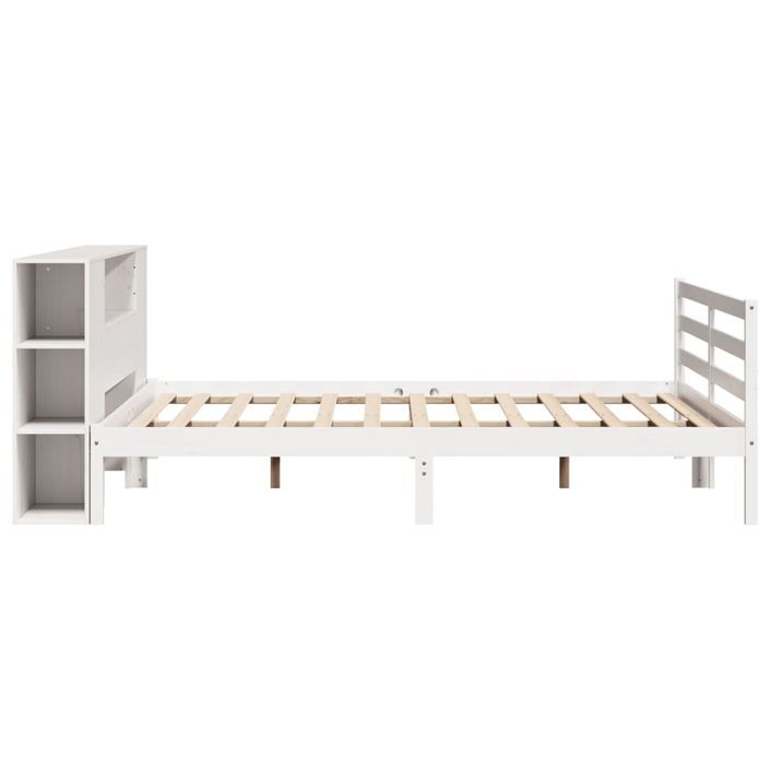 Lit bibliothèque sans matelas blanc 200x200 cm bois pin massif - Photo n°7