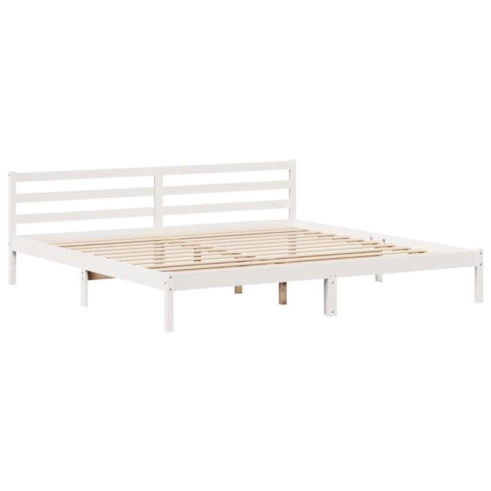 Lit bibliothèque sans matelas blanc 200x200 cm bois pin massif - Photo n°8