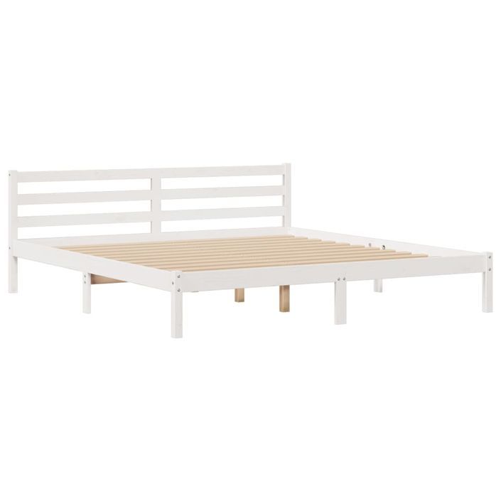 Lit bibliothèque sans matelas blanc 200x200 cm bois pin massif - Photo n°8