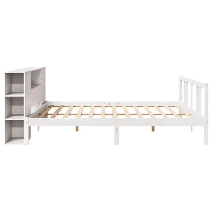 Lit bibliothèque sans matelas blanc 200x200 cm bois pin massif - Photo n°5