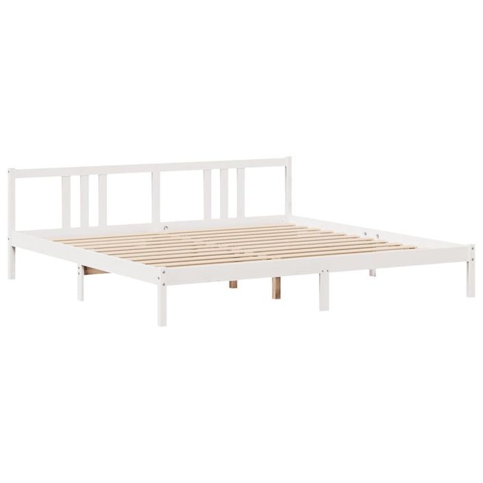 Lit bibliothèque sans matelas blanc 200x200 cm bois pin massif - Photo n°8