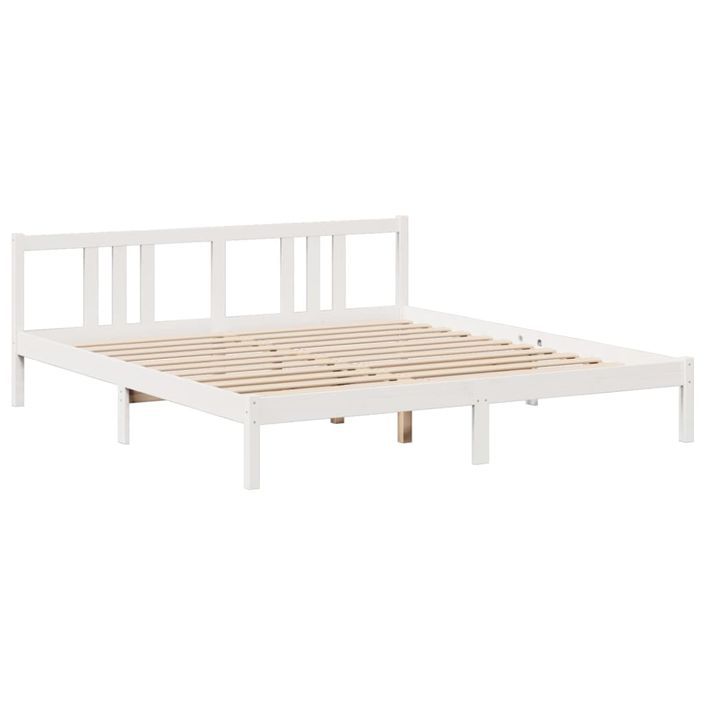 Lit bibliothèque sans matelas blanc 200x200 cm bois pin massif - Photo n°8