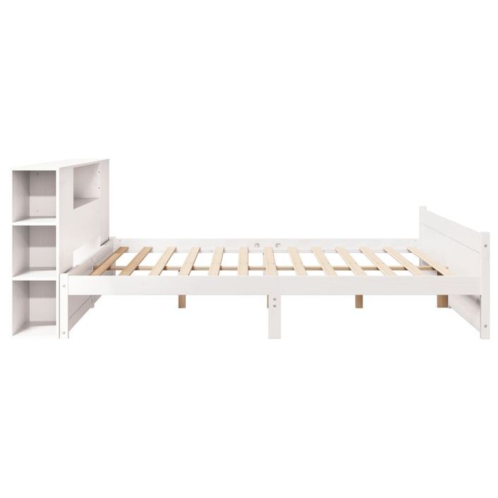 Lit bibliothèque sans matelas blanc 200x200 cm bois pin massif - Photo n°5