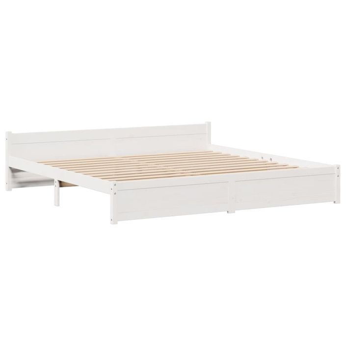 Lit bibliothèque sans matelas blanc 200x200 cm bois pin massif - Photo n°8