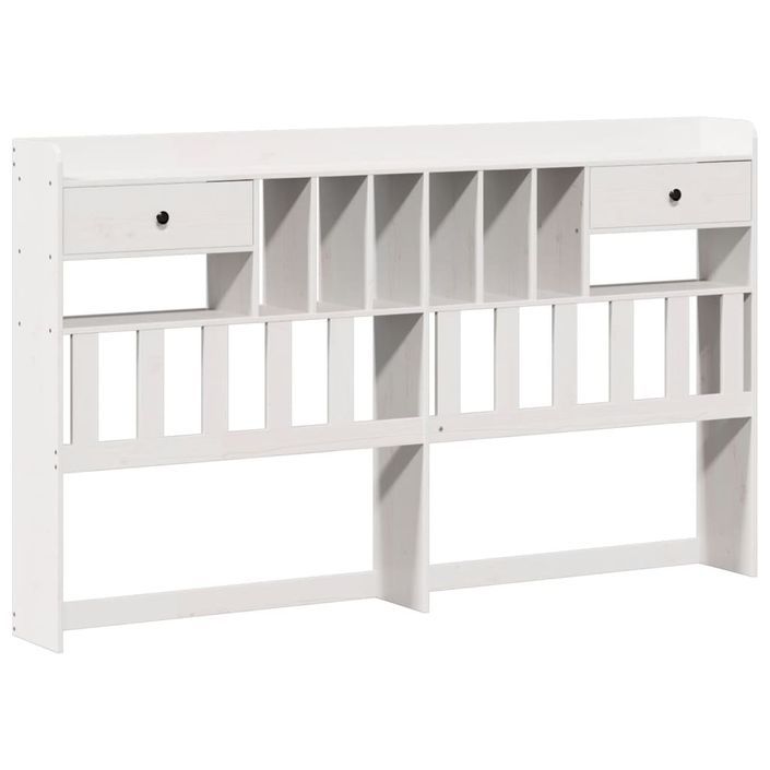 Lit bibliothèque sans matelas blanc 200x200 cm bois pin massif - Photo n°7