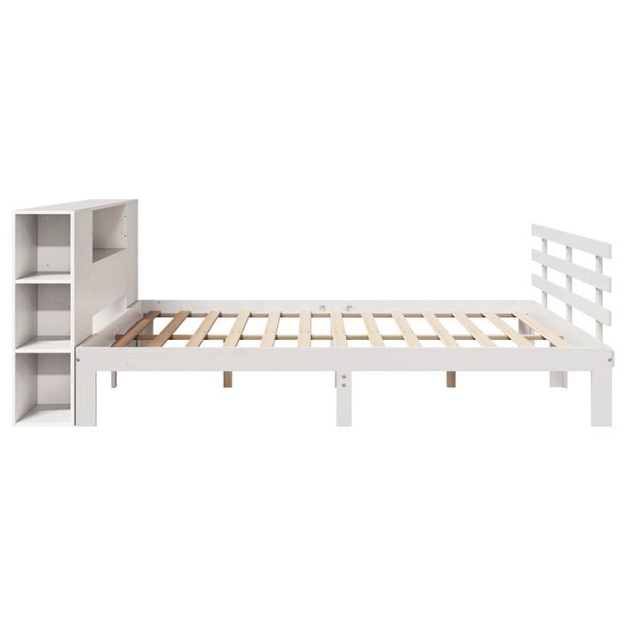 Lit bibliothèque sans matelas blanc 200x200 cm bois pin massif - Photo n°5