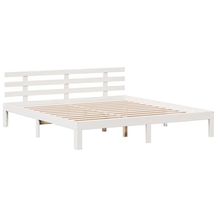 Lit bibliothèque sans matelas blanc 200x200 cm bois pin massif - Photo n°8