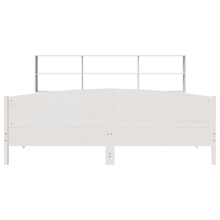 Lit bibliothèque sans matelas blanc 200x200 cm bois pin massif - Photo n°4