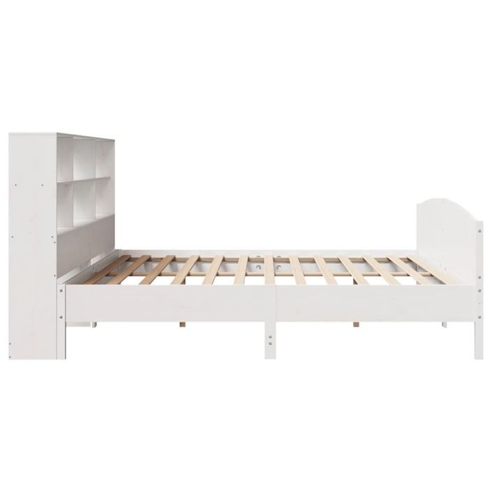 Lit bibliothèque sans matelas blanc 200x200 cm bois pin massif - Photo n°5