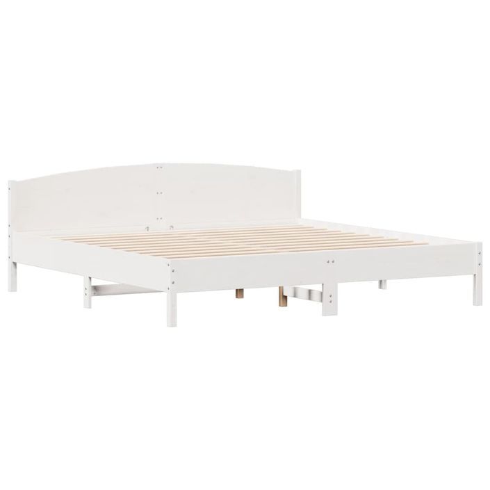 Lit bibliothèque sans matelas blanc 200x200 cm bois pin massif - Photo n°8