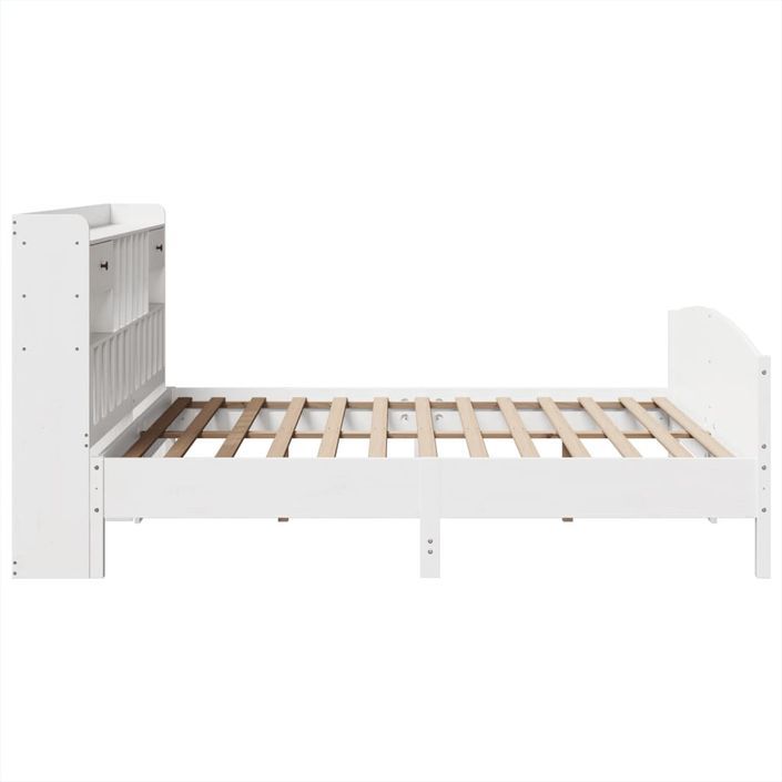 Lit bibliothèque sans matelas blanc 200x200 cm bois pin massif - Photo n°5