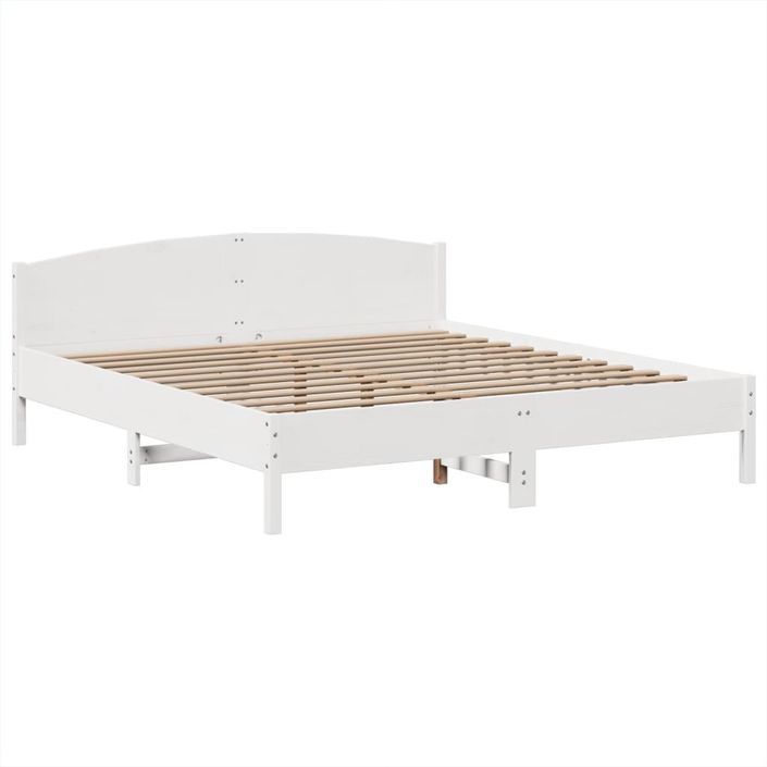 Lit bibliothèque sans matelas blanc 200x200 cm bois pin massif - Photo n°8